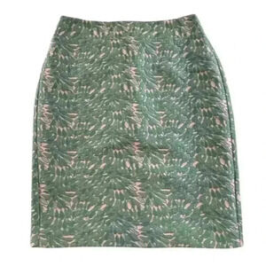 Ann Taylor Petal Lace Pencil Skirt Green White Sz 2 w/ Back Slit